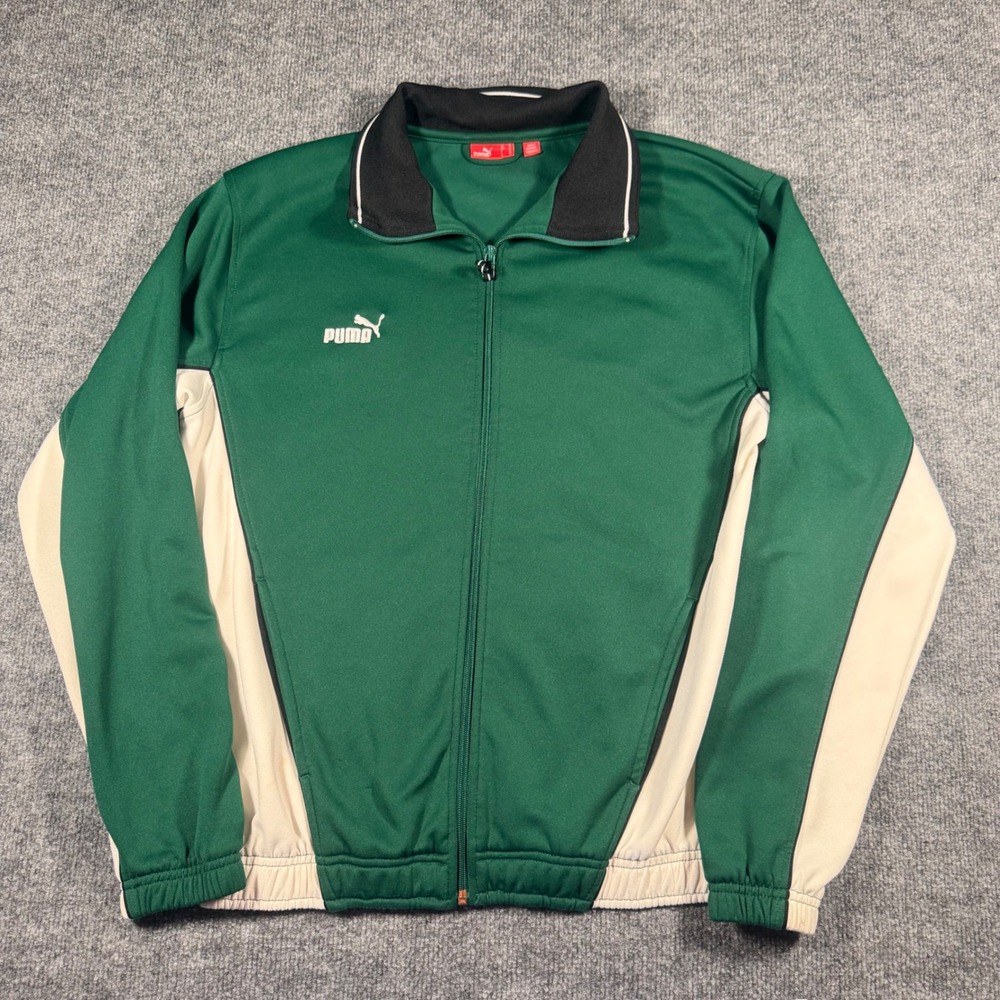 Puma Villa Julie College Full Zip Track Jacket Green White Full Zip Mens Medium